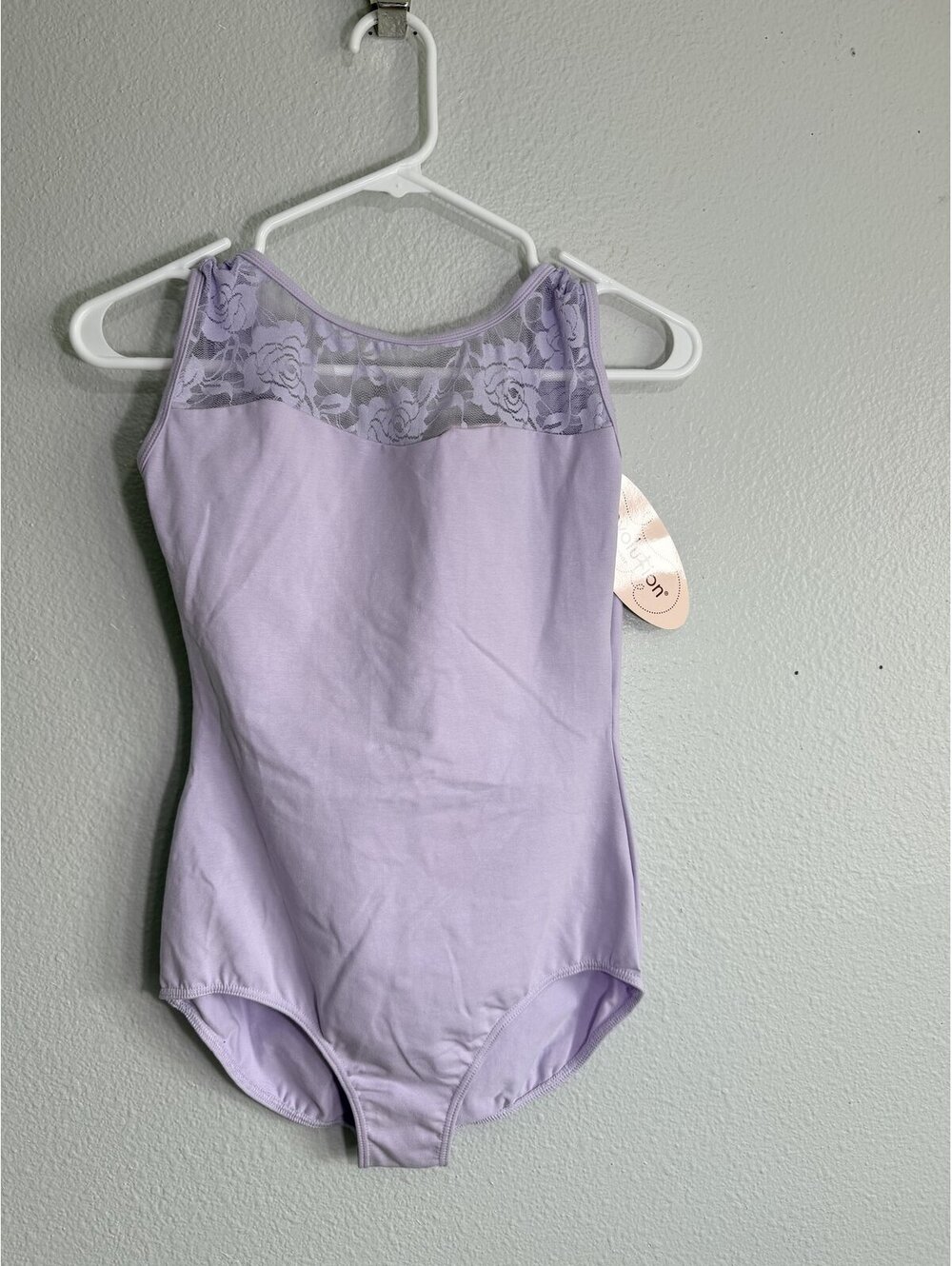 Revolution Dancewear Lace Yoke Tank Leotard Open Back Lilac Adult Medium MA